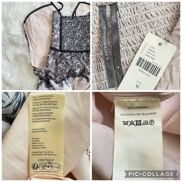 Anthropologie Halter Dress Black White V Neck Medium Midi NWT - Picture 16 of 16